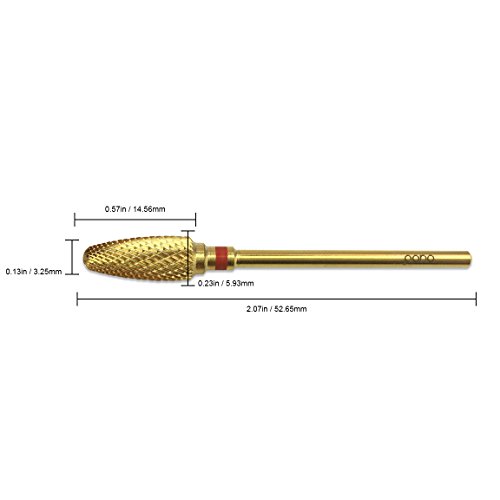 Pana 3/32" Flame Bit Safety Nail Carbide Bit - Gold Color (Grit: Fine - F) for Electric Dremel Drill Machine