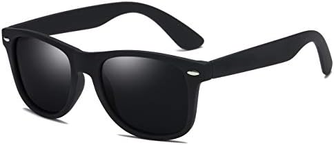 SIKYGEUM Polarized Sunglasses for Men Women Retro Square Black HD Vision UV400