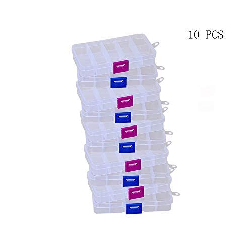 LautechcoÂ® 10Pcs 10 Grids Storage Box Adjustable Grid Plastic Case Guitar Picks Accessories Container
