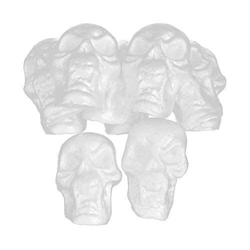 KODORIA 10pcs Styrofoam Foam Skulls Craft Foam Halloween Party Ornament Stick on Home Wall Decoration - Thumbnail 6