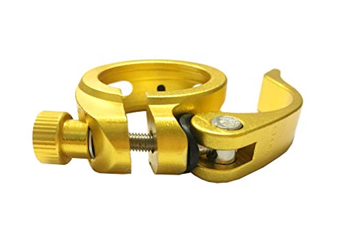 DEERU Aluminum Quick-Release Seat Post Clamp 40mm Bike Seat Clamp Fold Bike Seatpost Clamp, Gold