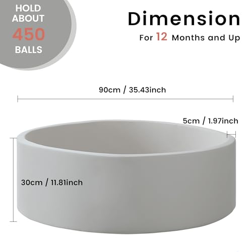 Zedachica Ball Pit for Toddlers 35.43'' x 11.81" Baby Ball Pit Soft Memory Foam Ball Pits Round Kid Ball Pool Indoor and Outdoor Game Kids Play Ball Pool Ideal Gift for Children (Grey, NO Balls)