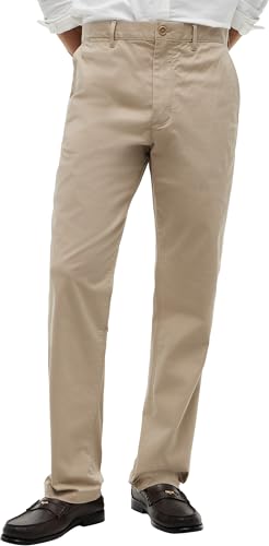Pantalón Hombre Twill Chino Regular Fit con Tejido elástico, Beige (Batique Khaki), 36W/34L