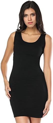 Centralsky Women's Sexy Casual Sleeveless Cotton Short Dress Mini Dresses (M, Black 2)