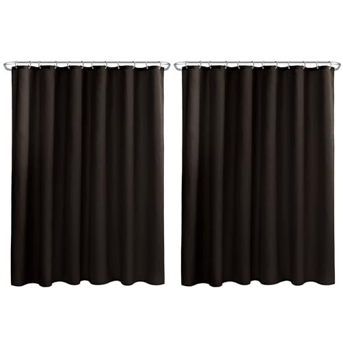 Nasitos Brown Fabric Shower Curtain or Liner 2 Pack - W72 x H72 - Washable & Water Resistant Cloth Shower Curtain or Liner for Bathroom, Soft Hotel Quality, Standard Size (4 Magnets Included)