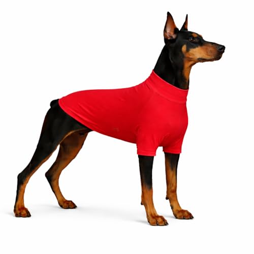 LoveLongLong Spring Summer Cooling Dog T-Shirt with UV Protection and Moisture-Wicking Fabric Blank Color Red 3XL