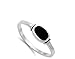 Women's Simple Simulated Black Onyx Unique Ring New .925 Sterling Silver Band Size 10