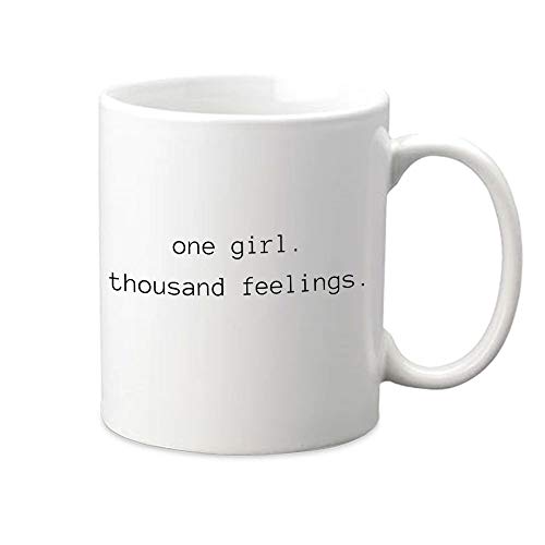 Mojolo Printed One Girl Thousands Feelings Theme Ceramic Coffee Mug(325 ml)