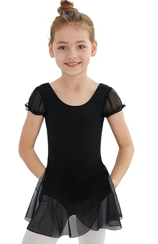 MdnMd Toddler Girls Ballet Dance Leotards Skirt Ballerina Ballet Outfit Dresses Camisole Puff Sleeve