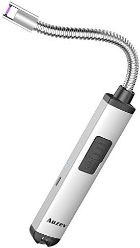 Windproof Electric Arc Lighter-Flameless USB Rechargeable Atomic Lighter Arc Igniter with 360° Bendable Long Neck & Safety Switch Plasma Beam Lighters for Candle Incenses Outdoor Kitchen (Sliver)