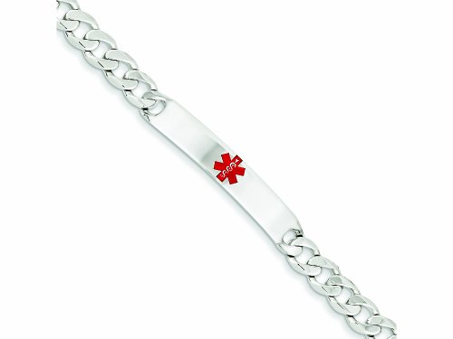 Sterling Silver Polished Medical Curb Link Id Bracelet
