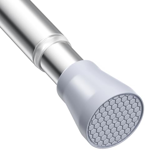 Silver Tension Rod Spring Tension Curtain Rod for Window 28 to 48 Inch 7/8" Diameter Small Curtain Rod No Drill Adjustable Curtain Rods Tension Spring Rod Never Rust Non-Slip （1PCS）