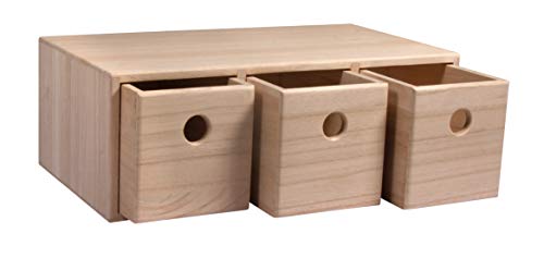 Rayher 62909505 Holzkommode mit 3 Schubladen, FSC 100%, natur, 32x18x11.5 cm – Bild 3