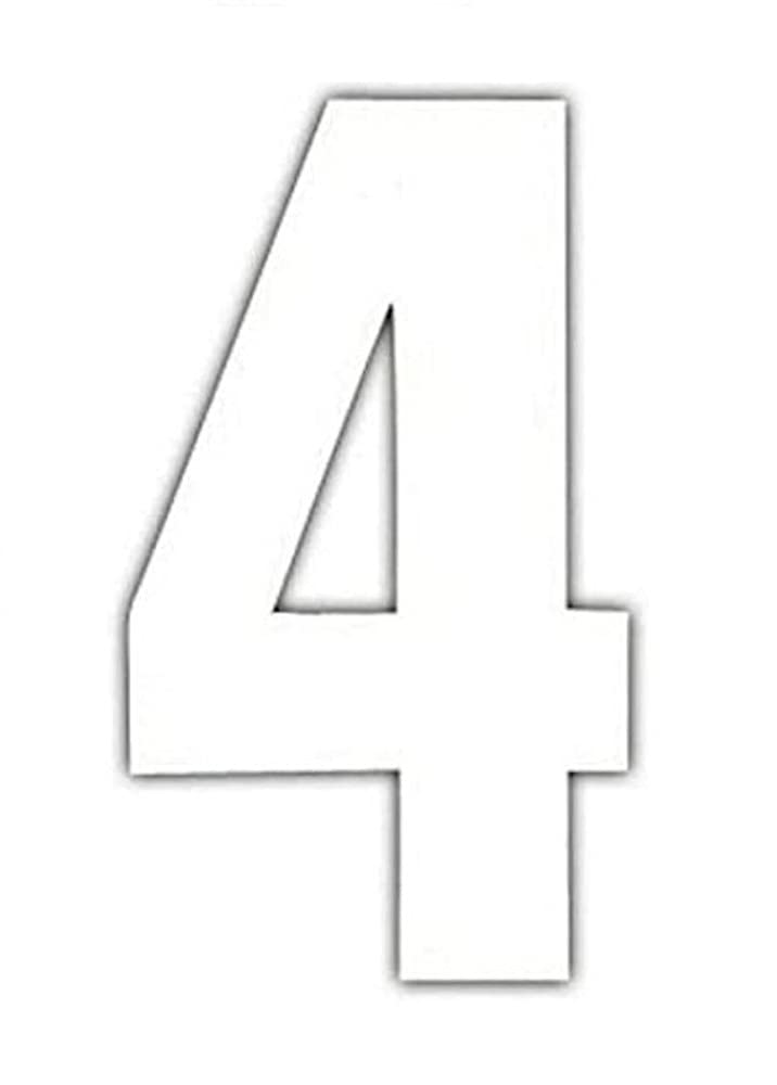 Merriway BH04099 (4 Pcs) White Vinyl Stick-On Wheelie Bin Post Box Crate Dust Bin Numbers 75mm (3 Inch) Number 4 - Pack of 4 Pieces