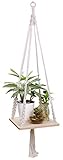Luxbon Macrame Plant Hangers Shelf Garden Planter Rack Indoor Hanging Planter Shelf Decorative Boho Home Decor Hanging Shelf Plant Holder Outdoor Flower Pot Holder Square