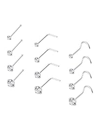 Thunaraz - Anillos de acero inoxidable para nariz, 0.71 oz, 30 unidades