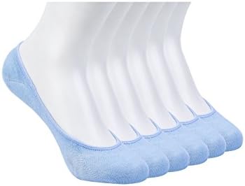 Girls' No Show Socks, Well Fitted 6 Pair Bamboo Fiber Casual Deodorant Ankle Sock with Gel Pad to Avoid, Low Cut Non Slip Boat Socks for Teenages (Blue)