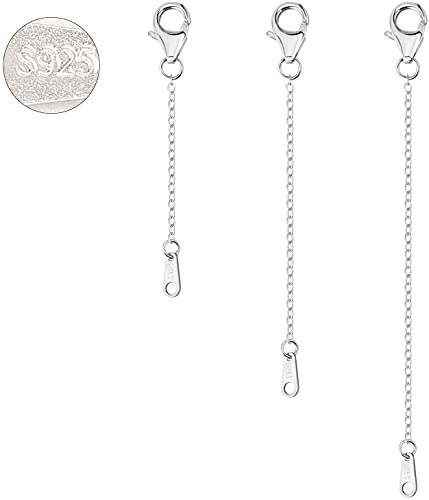 ALEXCRAFT 3PCS Sterling Silver Necklace Extenders Silver Chain Extender for Necklace Bracelet Extender for Jewellery Making (2，3，4 inch)