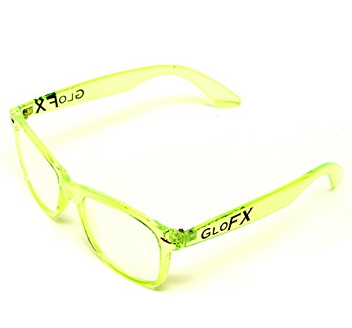 GloFX Diffraction Glasses - Transparent Green - 3D Prism Firework Grating