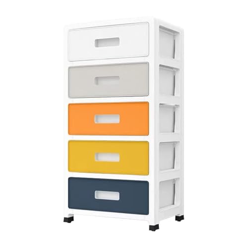 Plastic Drawer Storage Cabinet Toys Storage Box 5 Layer ，with Wheels containers for Kitchen Bathroom Storage Cabinet for Clothes,Toys,Bedroom