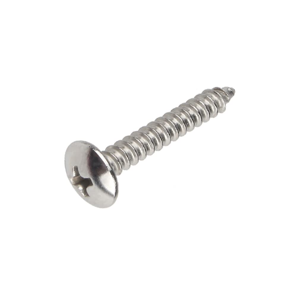 Oneyijun 20 Pcs M4 x 20mm Self Tapping Wood Screws 304 Stainless Steel Mushroom Round Flanged Head Fasteners Drilling Screw Silver
