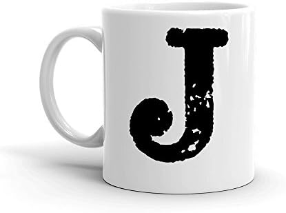 Initial Mug - Letter J - 11oz / 15 oz Ceramic Cup - Gift for Boss or Co-Worker - Right-Handed or Left-Handed Mug