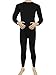 Men's Long Thermal Underwear Top and Bottom Set (S, Black)
