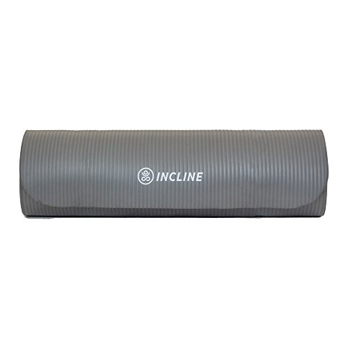 Incline Fit Extra Thick Exercise Mat w/Carrying Strap - Non Slip & Comfortable Workout Mat for Yoga, Pilates, Stretching, Meditation, Floor & Fitness Exercises, Elephant Gray - Thumbnail 5