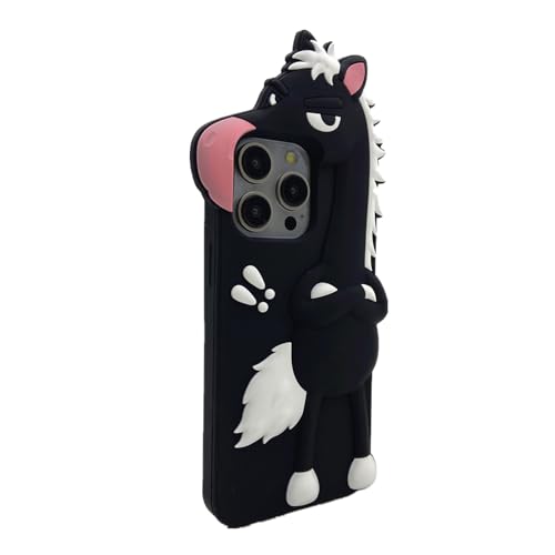16 Pro Max Case for iPhone 16 Pro Max Case Horse Wild West 3D Black Horse Animal Cute Phone Case Soft Silicone Cartoon Teens Girls Women Man Shockproof Protector Cover for iPhone 16 Pro Max (Black) at Amazon