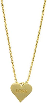 iHome Fusion Heart Shape Engrave Love Letter Necklace Handcraft Mini Necklace (Gold)