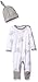 Burt's Bees Baby baby-boys Matelasse Organic Baby Kimono One Piece Jumpsuit, Fog Snuggle Bee, 12 Months