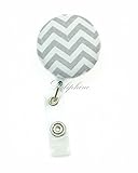 Multi - Colors Fabric Badge Reel Retractable ID Badge Holder (Gray)