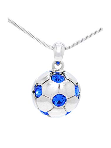 Violet Victoria & Fan Star Soccer Ball Necklace - Crystal Soccer Ball Necklace - Light Blue