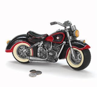 Black & Red Motorcycle Shaped Piggy Bank home decor