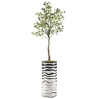 SIGNWIN Eucalyptus Tree with Wavy Black & White Zebra Pattern Fleck Paint Vase Animals Shapes Minimalism Zen Relax/Calm Multicolor Dark for Living Room, Bedroom, Office - X-Large 5 Feet (60