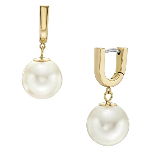Fossil Women's gold stainless steel earrings with hoop closure
