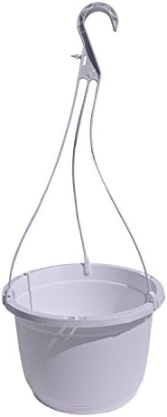 10" Hanging Flower Baskets - 5 Pack - Stylish, Decorative Pots - Made in USA - Reusable and Recyclable - 'Plants Love Water' Bumper Sticker (10" Premium, White)
