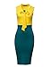 CISMARK Women's Chic Color block V-Neck Sleeveless Office Pencil Dress