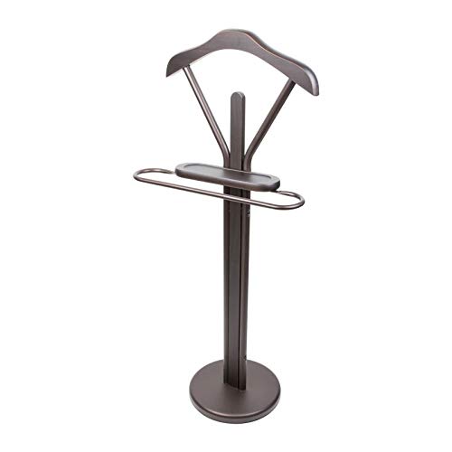 Allblessings Wood & Metal Valet Suit Coat Stand Clothes Hanger Men Suit Rack Organizer Bronze