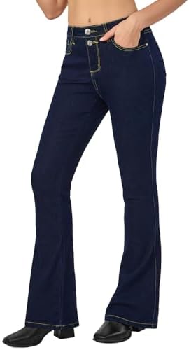 Women's Fashion High Waisted Denim Bell Bottom Jeans Fitted Flare