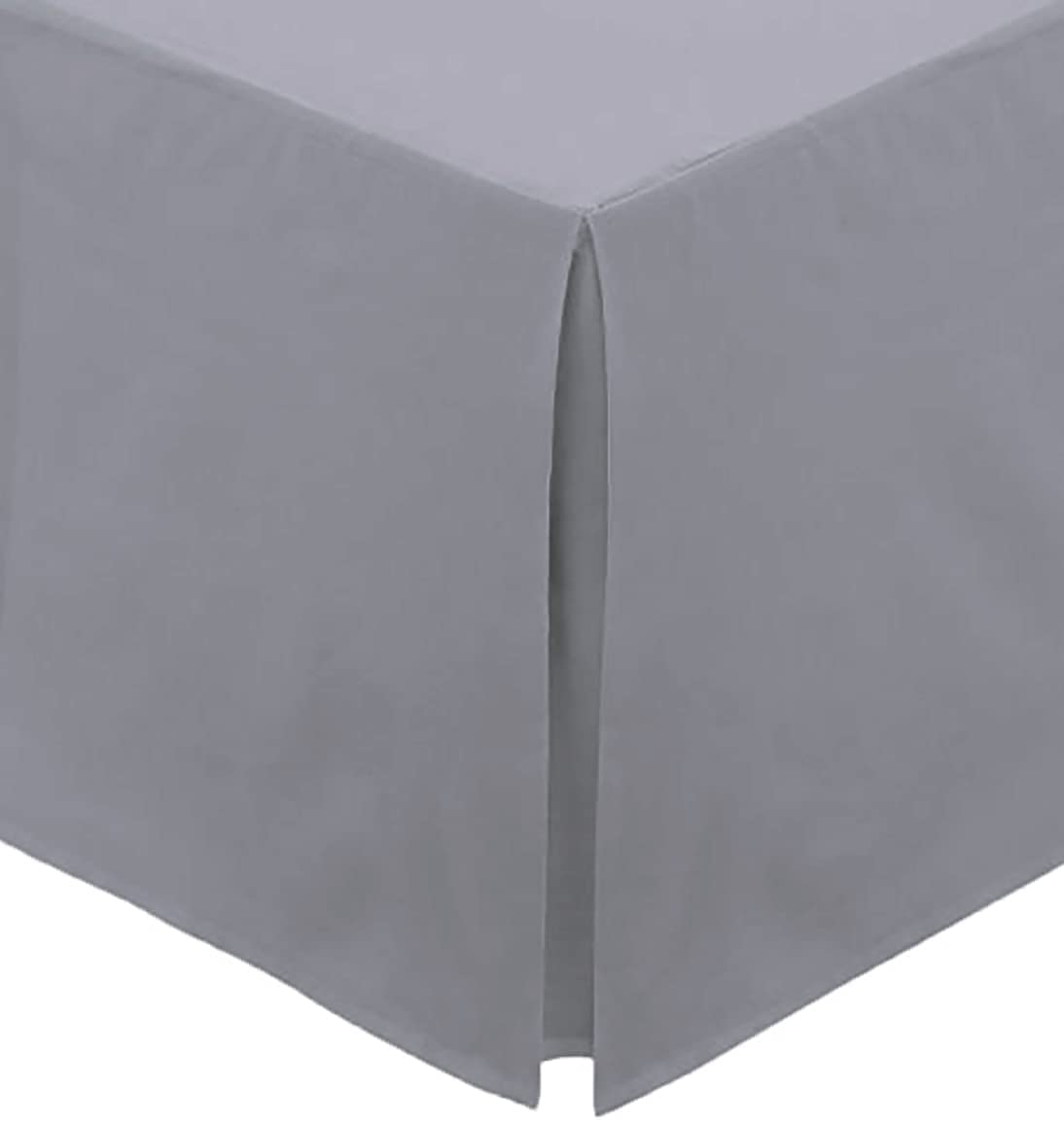 British Home Bedding - Pleated Platform Base Valance Sheet - Plain Polycotton fits under Mattress Base Valance Sheet - Ultra Soft and Light Weight (Super King, Gray)