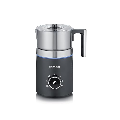 SEVERIN SPUMA 700 Induktions-Milchaufschäumer, elektrischer Milchaufschäumer ohne Anbrennen, spülmaschinengeeigneter Milchschäumer, Edelstahl-gebürste