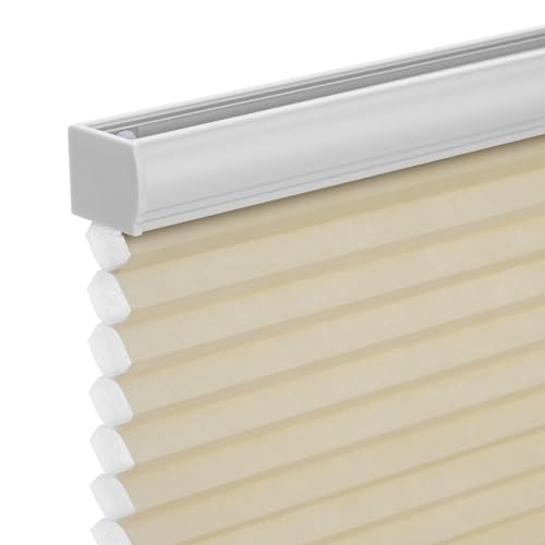 Changshade Cordless Cellular Shades, Light Filtering Honeycomb Shades for Windows, Pull Down Pleated Blinds, Easy to Install for Indoor Windows and French Doors,44" W x 72" H, Beige Image
