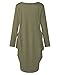 Kidsform Women Oversize Dress Long Sleeve Solid Loose Shirt Mini Short Dress with Pocket Army Green S