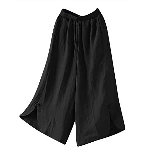 Botrong Plus Size Women High Waist Wide Leg Pants Trousers Loose Pants (Black,XXXXXL)