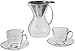 28 Ounce Pour Over Coffee Dripper | Cold Hand Drip Pourover Brewer and Maker Carafe with Cups and Saucers | Reusable Permanent Stainless Steel Paperless Cone Filter | BPA-Free Durable