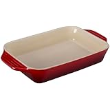 Le Creuset Stoneware Rectangular Dish, 10.5 by 7-Inch, Cerise (Cherry Red)