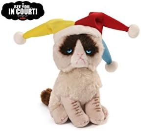 Grumpy Cat Jester Plush Stuffed Animal Toy with Sticker Book