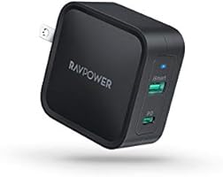 PD 充電器 RAVPower Type C 急速充電器 65W USB-A + USB-C 【GaN (窒化ガリウム)採用/2ポート/PD対応/折りたたみ式/PD Pioneer Technology採用】...