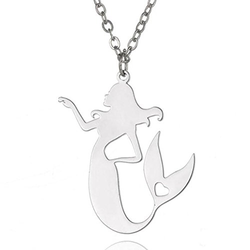 LOSH Mermaid Necklace Stainless steel Pendents for women girls (Mermaid 1-Sliver)